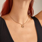 Jola crystal coin necklace gold plated,40+9 cm