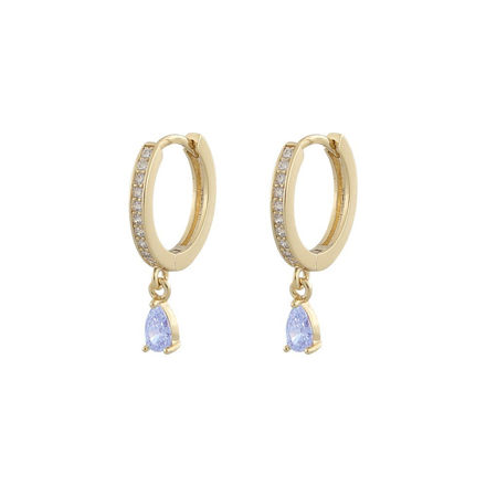 Camille drop ring ear goldplated/light blue - Onesize