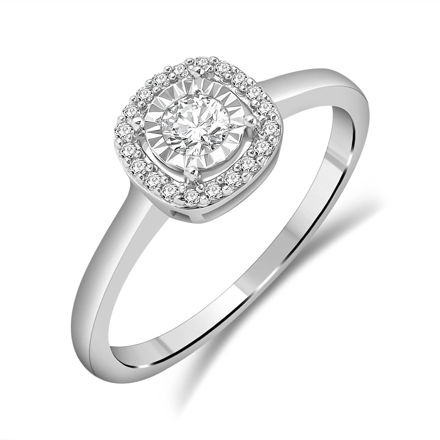 Hvitt gull ring rosett dia 0,25ct TW/SI