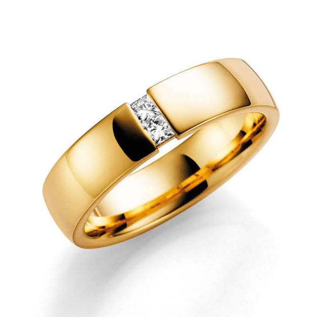 Gull giftering 5mm med diamanter 0,10ct W/VS