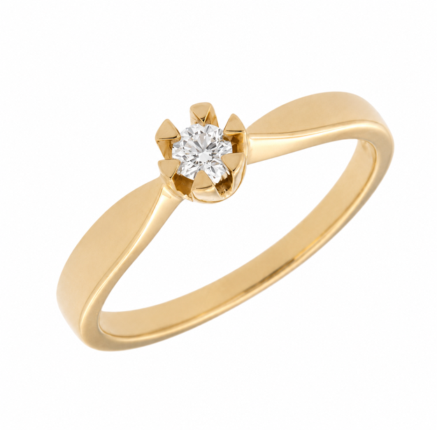 Gull ring med diamant 0,20ct TW/SI