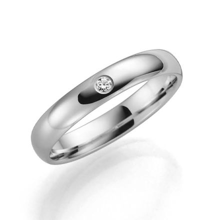 Hvitt gull giftering 3,5mm med diamant 0,03ct W/SI