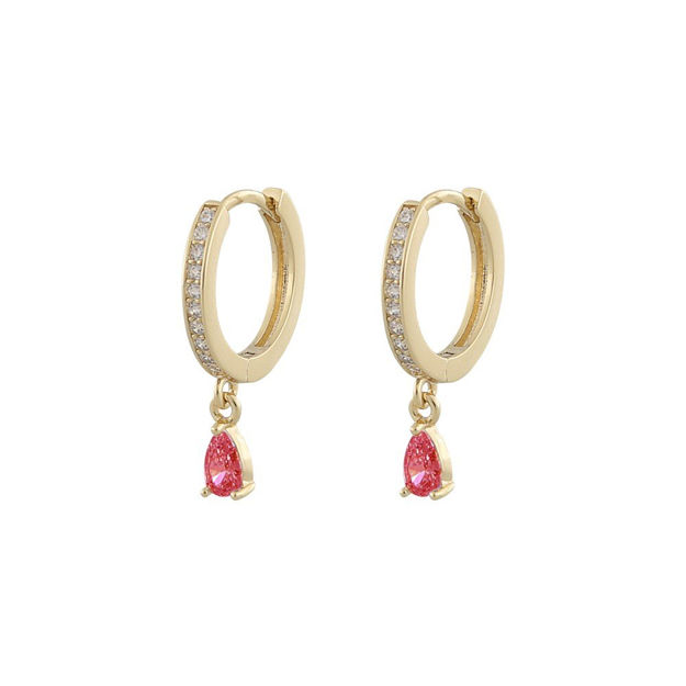 Camille drop ring ear goldplated/coral - Onesize