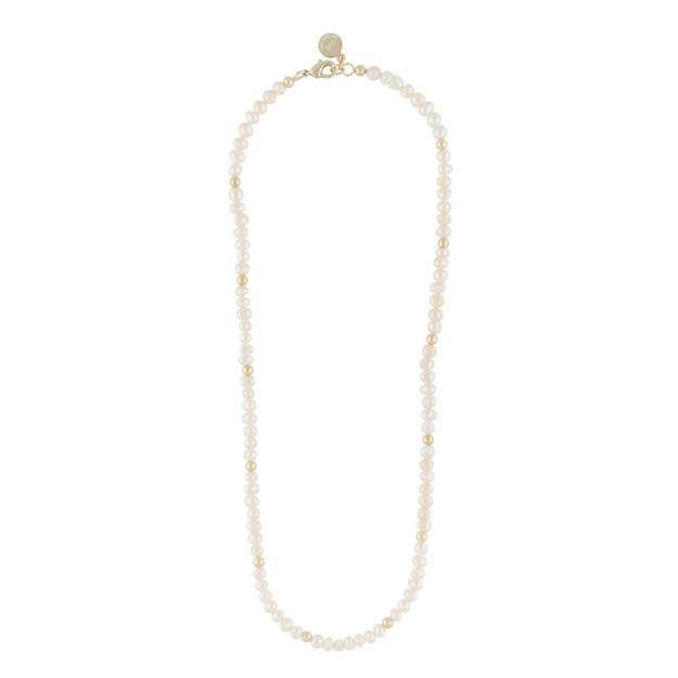 Sunday small pearl neck goldplated/white - 42cm