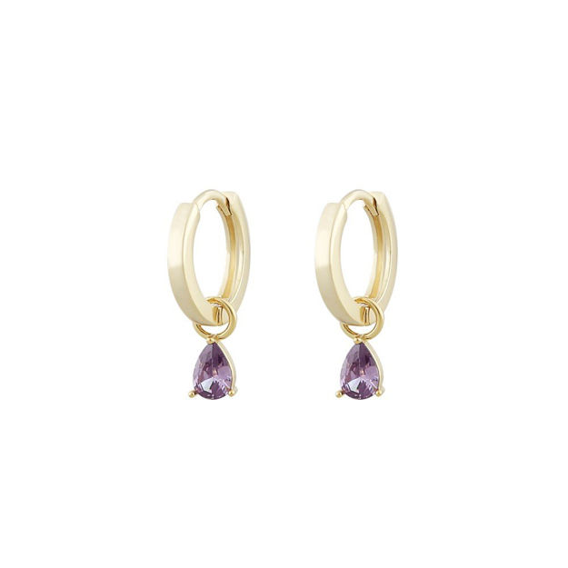 Nuit drop ring pendant ear goldplated/lilac 