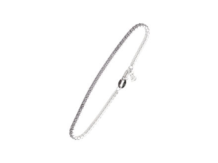 Sølv armbånd rhodinert med 2mm zirconer 17+2cm