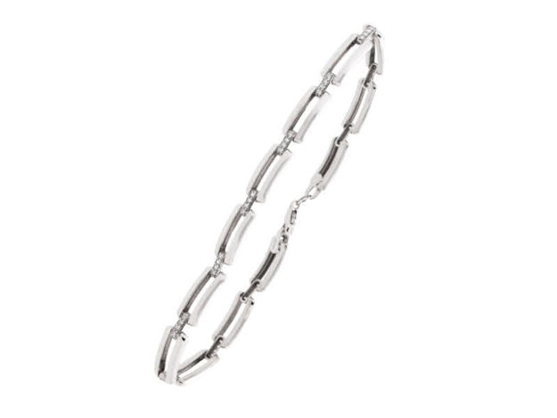 Hvitt gull armlenke med Cubic Zirconia 5,6mm bred, 19cm lengde