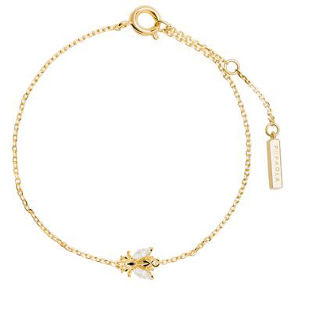 Buzz bracelet gold plated white 18cm 