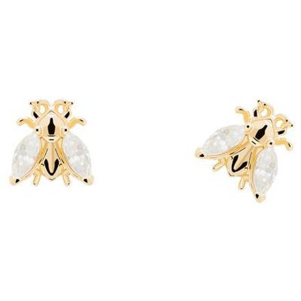 Buzz earrings gold plated white