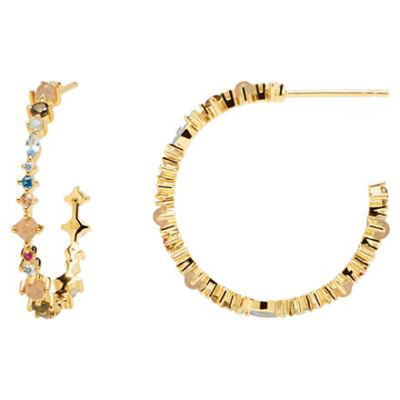Halo earrings gold plated multi