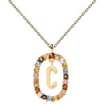 Letter C necklace gold plated multi 55 cm
