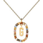 Letter G necklace gold plated multi 55 cm