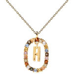 Letter H necklace gold plated multi 55 cm