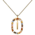 Letter I necklace gold plated multi 55 cm
