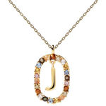 Letter J necklace gold plated multi 55 cm