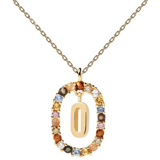 Letter O necklace gold plated multi 55 cm