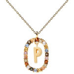 Letter P necklace gold plated multi 55 cm