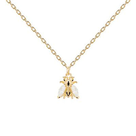 Buzz necklace gold plated white 55cm