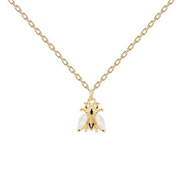 Buzz necklace gold plated white 55cm