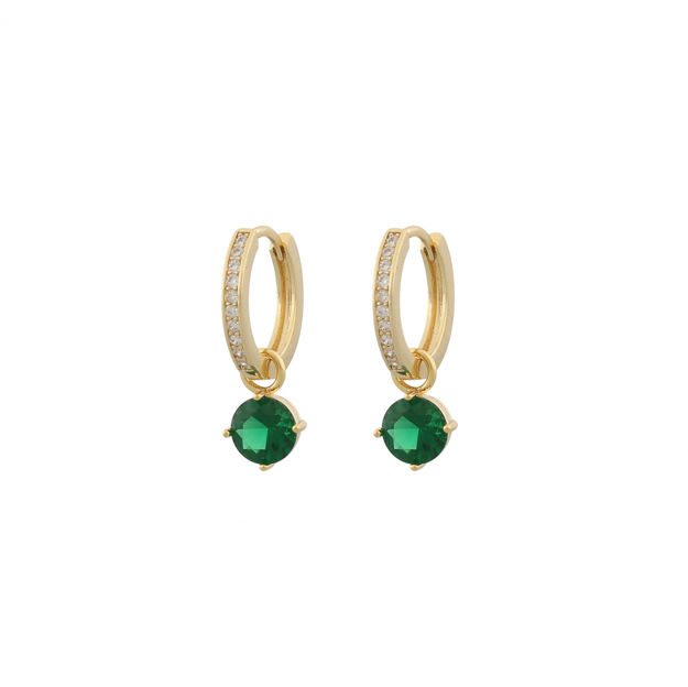 Rola round ring ear goldplated/green