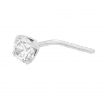 Hvittgull nesepynt 3mm Cubic Zirconia med 4 klør