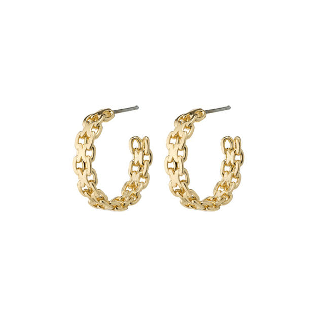 PEACE chain hoop earrings gold-plated