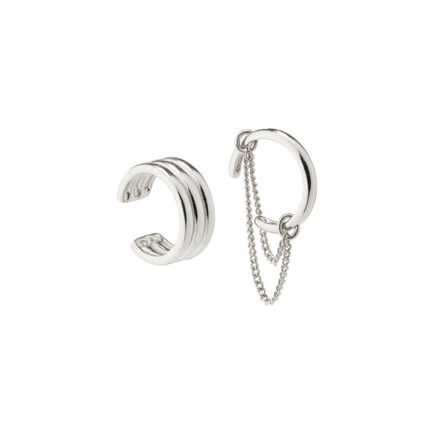 PEACE asymmetrical ear cuffs silver-plated