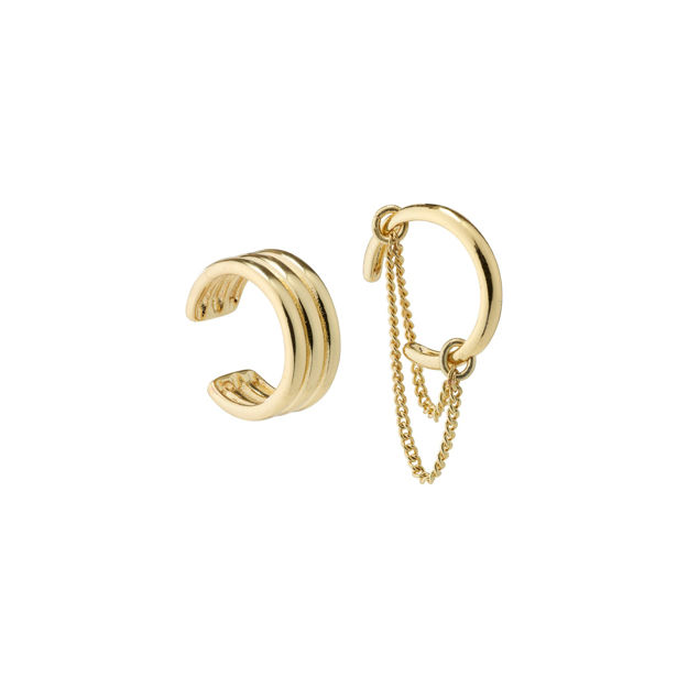 PEACE asymmetrical ear cuffs gold-plated