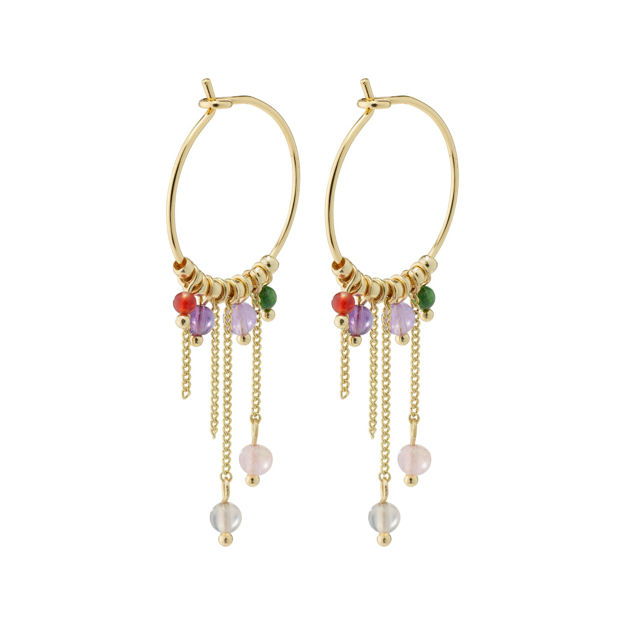 PEACE semi-precious stone hoop earrings gold-plated