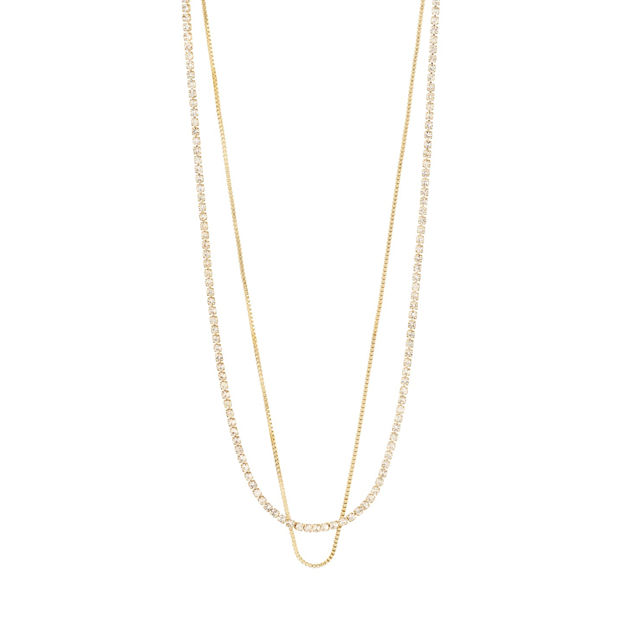 MILLE crystal necklace 2-in-1 gold-plated