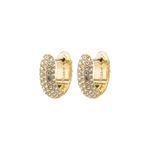 LONA recycled chunky crystal huggie hoops gold-plated