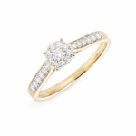 Gull rosettring med 22 diamanater totalt 0,31ct W/SI