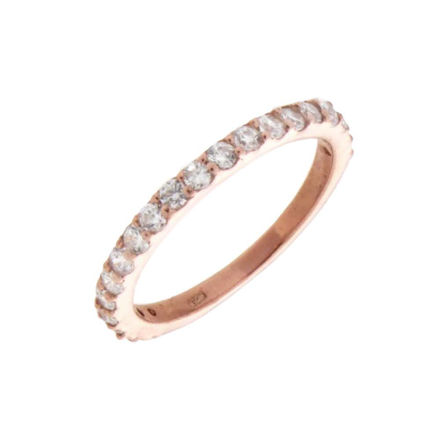 RING SØLV ROSÉ 2MM 1R CZ