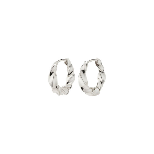 TAFFY recycled medium size swirl hoop earrings silver-plated