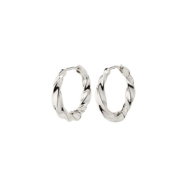 TAFFY recycled large swirl hoop earrings silver-plated