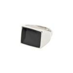 ECRU square black signet ring silver-plated
