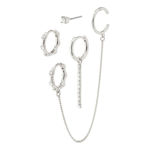 LEA asymmetrical crystal earrings 4-in-1 set silver-plated