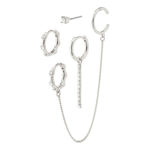 LEA asymmetrical crystal earrings 4-in-1 set silver-plated