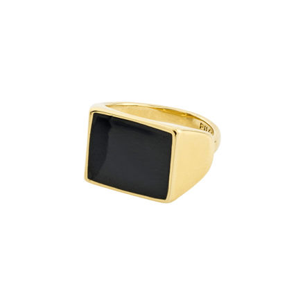 ECRU square black signet ring gold-plated