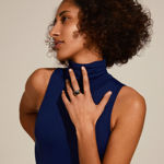 ECRU square black signet ring gold-plated