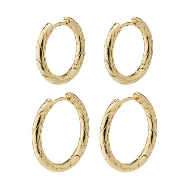 LOVE hoop earrings 2-in-1 set gold-plated