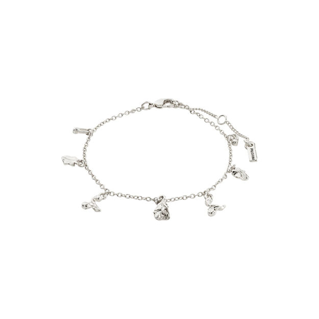 PEACE organic shape charm bracelet silver-plated