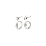 PEACE huggie hoops and earstuds 2-in-1 set silver-plated