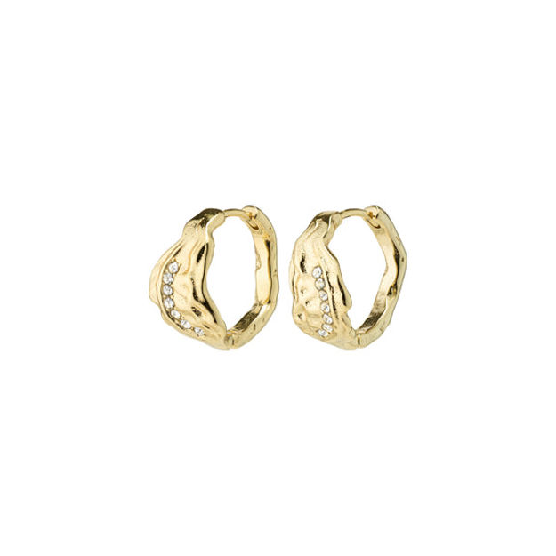 PIA organic shape crystal hoop earrings gold-plated