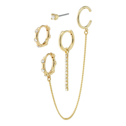 LEA asymmetrical crystal earrings 4-in-1 set gold-plated