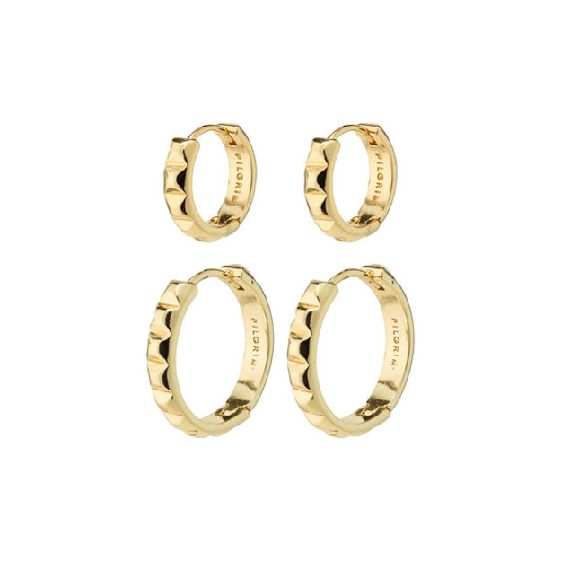 TRISHA pyramid shape hoop earrings 2-in-1 set gold-plated