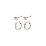 MILLE crystal hoops and earstuds 2-in-1 set silver-plated