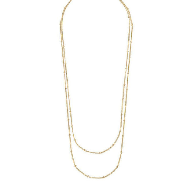 Davina double chain neck plain goldplated - 45cm