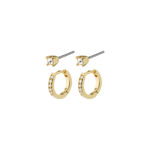 MILLE crystal hoops and earstuds 2-in-1 set gold-plated