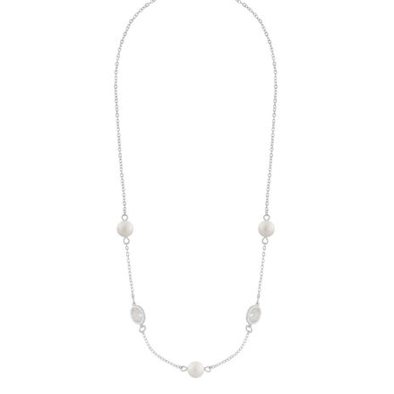 Sunday chain neck silverplated/white - 42cm